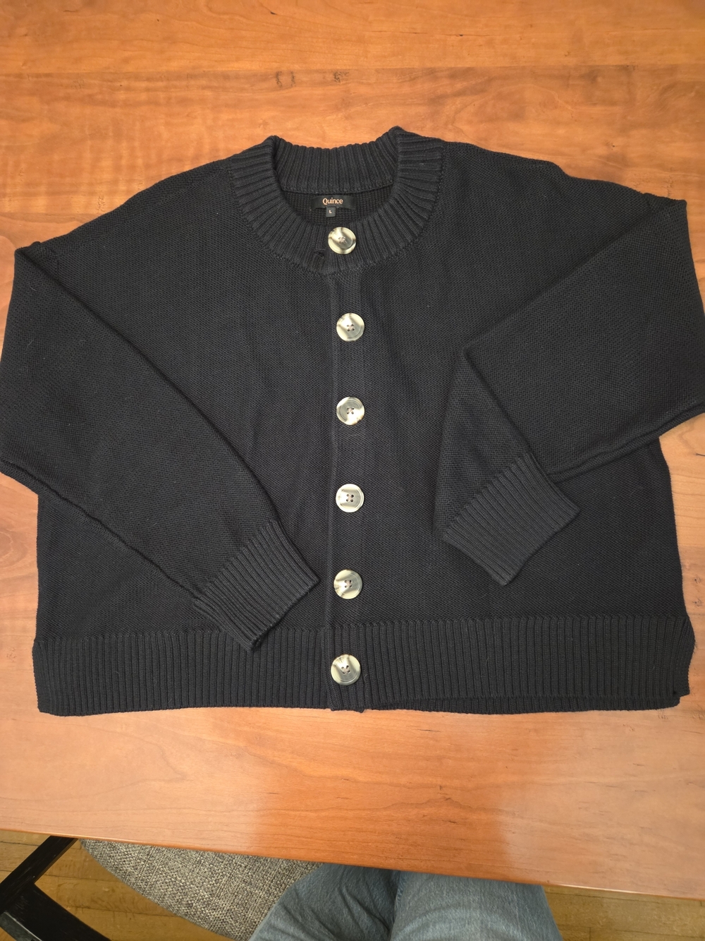Quince Women's 100% Organic Cotton Cripped Black Cardigan